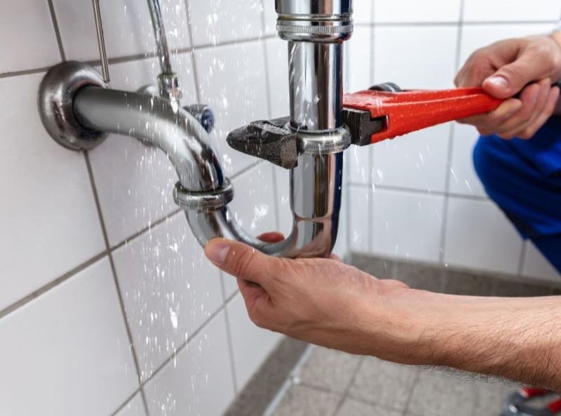 Rohrbruch reparieren - Installateur bei der Arbeit